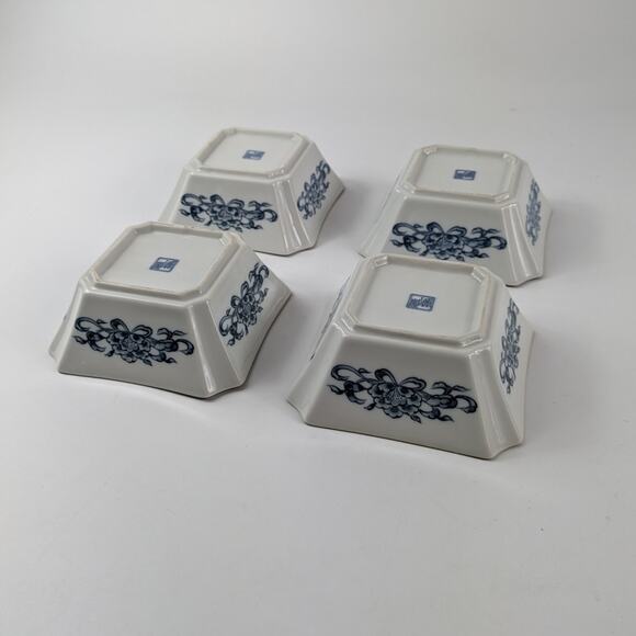 Fitz & Floyd Sea Dragon Bowls Lot 4 Chinoiserie Blue White Vtg 70s Fruit Sauce - Picture 5 of 9